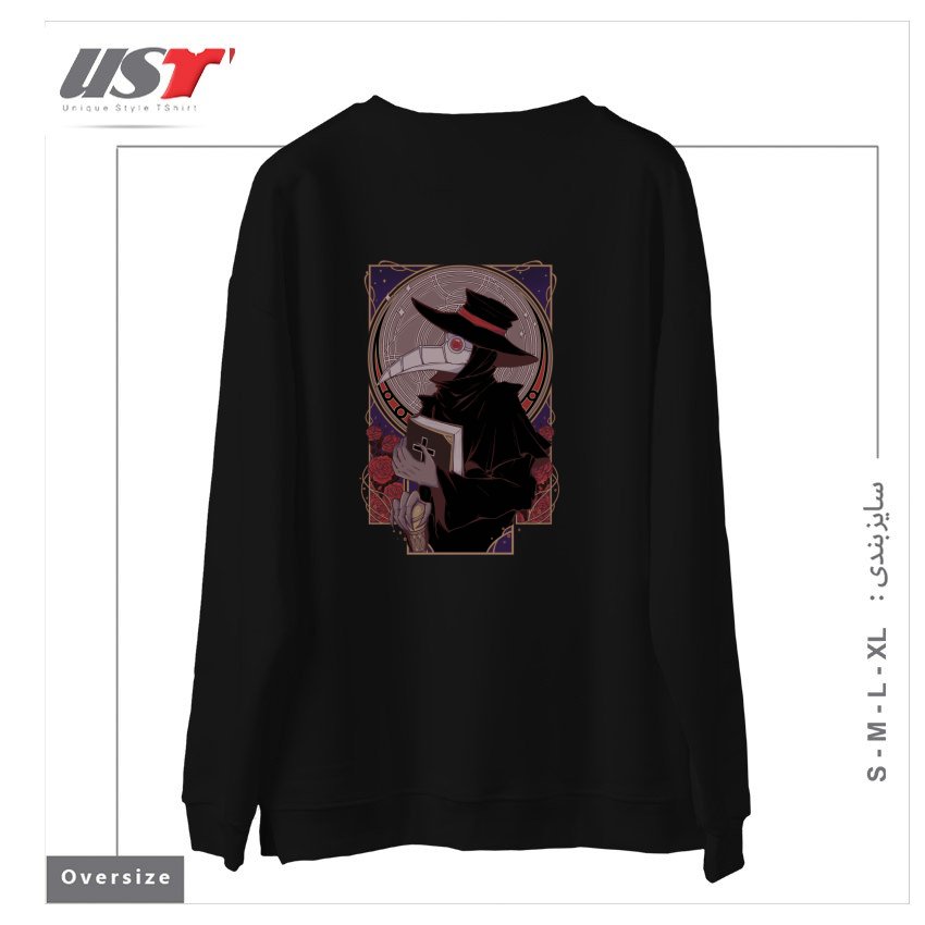 طرح DARK DOCTOR سوییشرت اورسایزرنگ مشکی