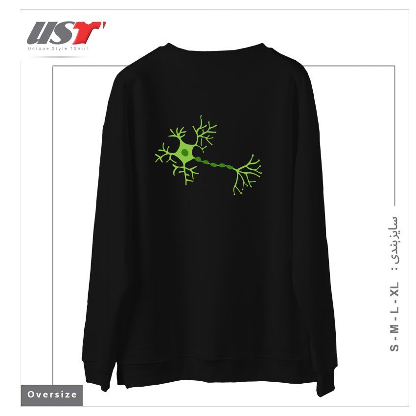 طرح DIGITAL NEURONS سوییشرت اورسایزرنگ مشکی