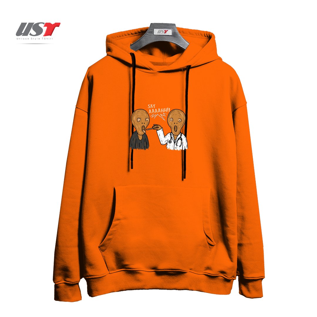 طرح DOCTOR MUNCH! هودی اورسایزرنگ نارنجی