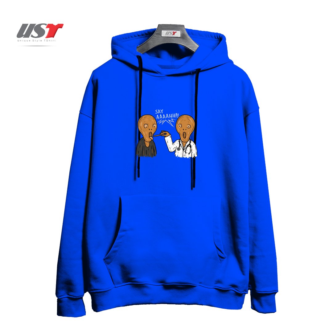 طرح DOCTOR MUNCH! هودی اورسایزرنگ آبی شالی