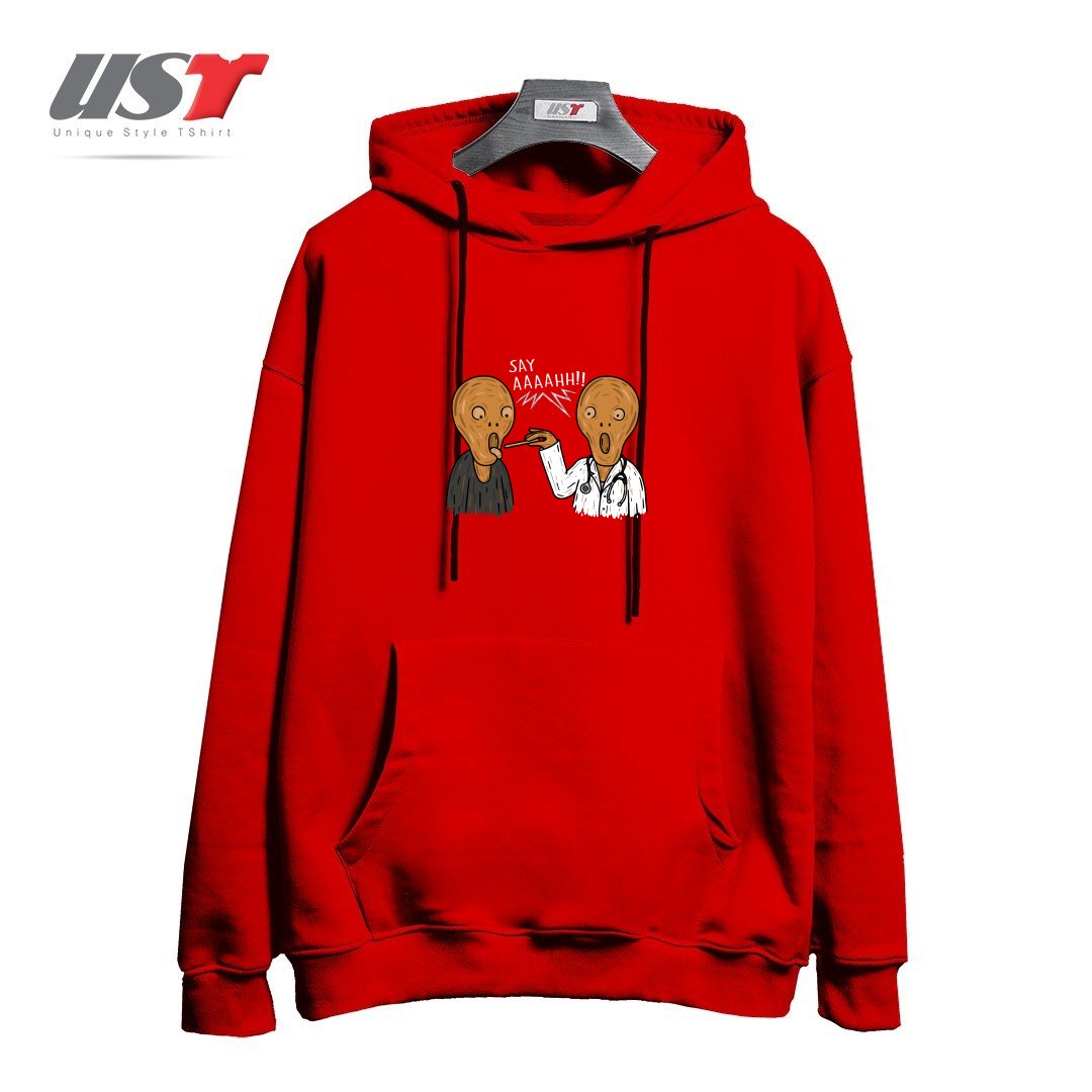 طرح DOCTOR MUNCH! هودی اورسایزرنگ قرمز