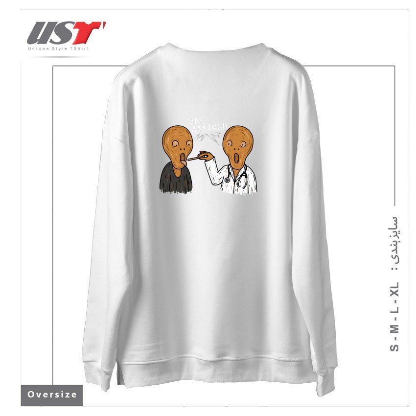 طرح DOCTOR MUNCH! سوییشرت اورسایزرنگ سفید