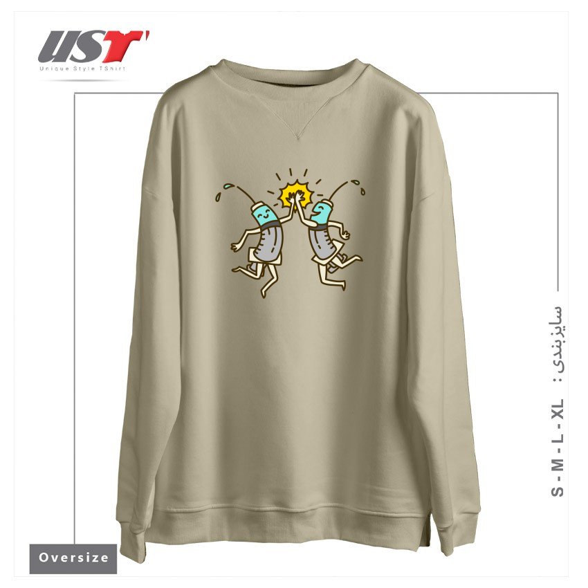 سوییشرت اورسایز طرح DOUBLE DOSE