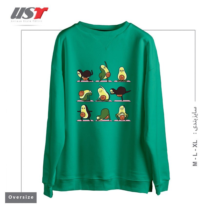 طرح PREGNANCY AVOCADO YOGA سوییشرت اورسایزرنگ سبز سدری