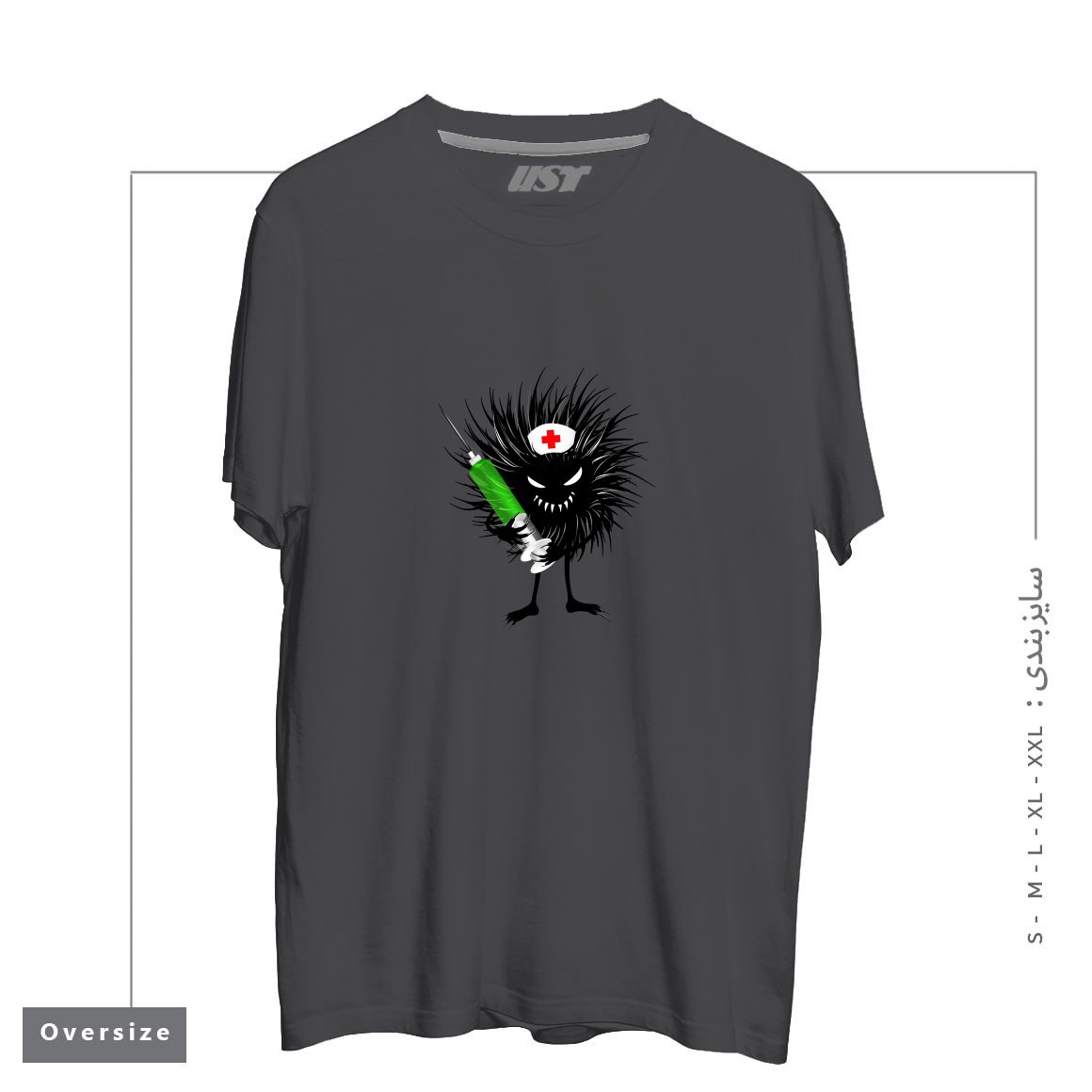 تیشرت اورسایز طرح FUNNY EVIL BUG NURSE WITH SYRINGE