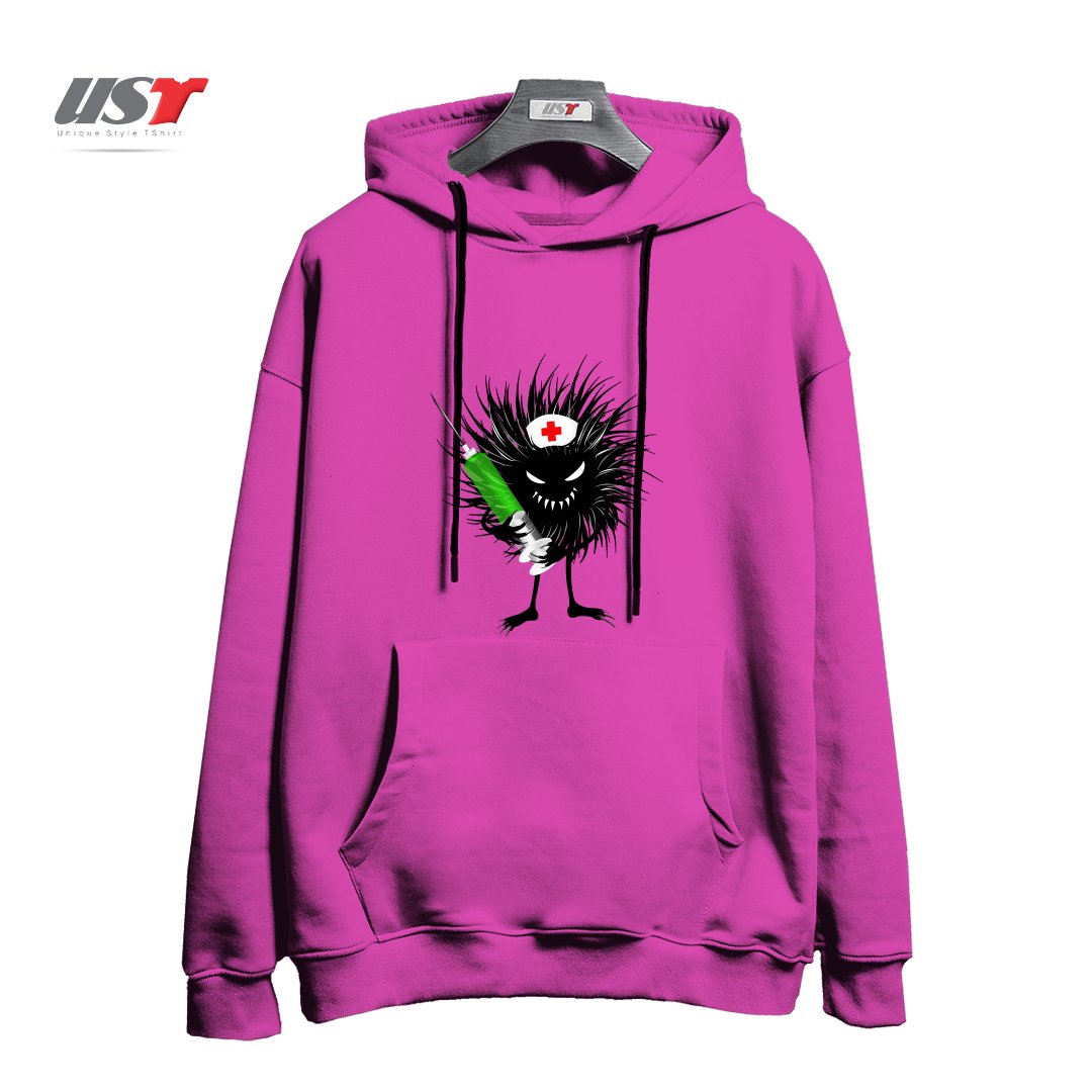 هودی اورسایز طرح FUNNY EVIL BUG NURSE WITH SYRINGE