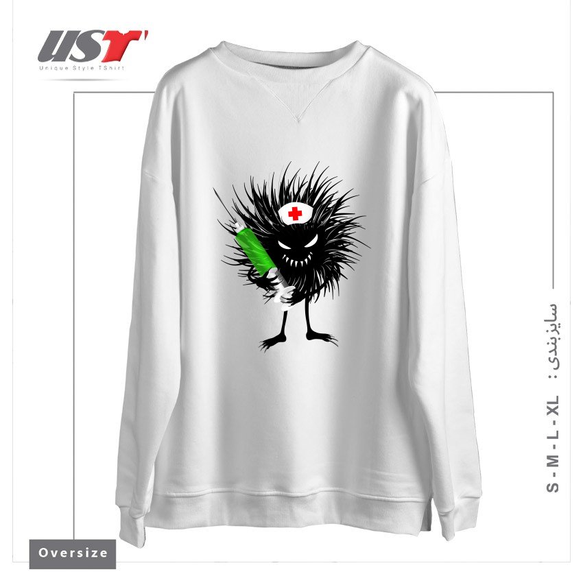 سوییشرت اورسایز طرح FUNNY EVIL BUG NURSE WITH SYRINGE