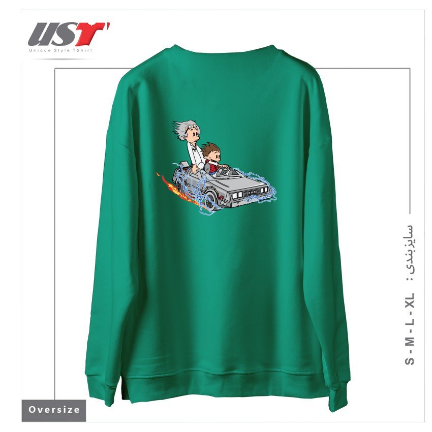 طرح GREAT SCOTT!32122150 سوییشرت اورسایزرنگ سبز سدری