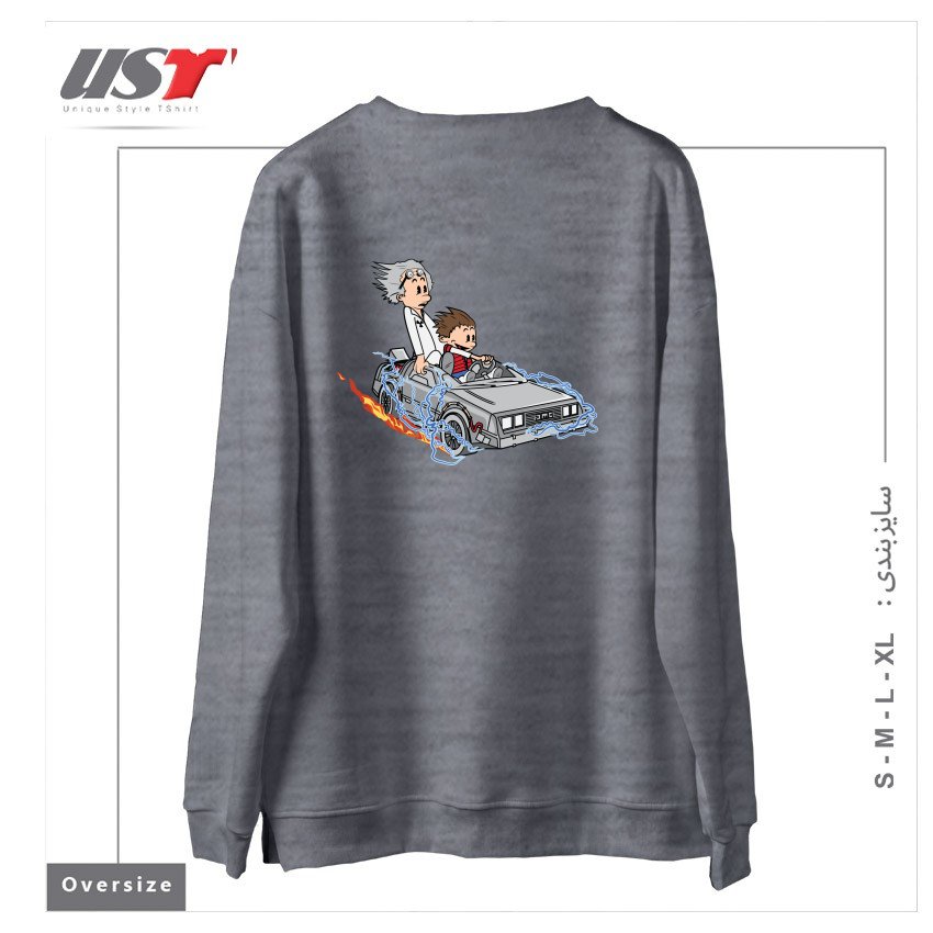 طرح GREAT SCOTT!32122150 سوییشرت اورسایزرنگ طوسی ملانژ