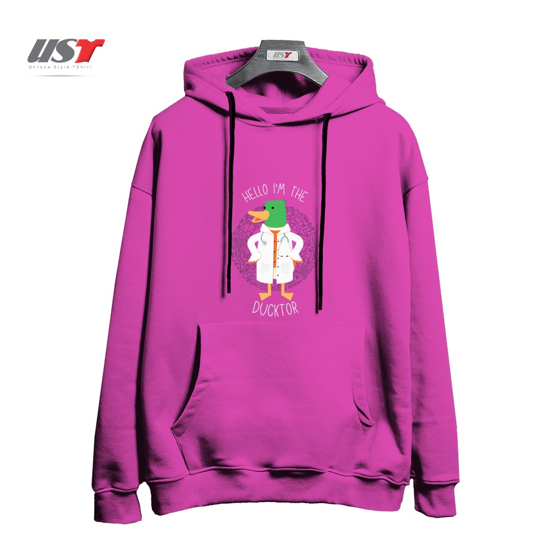 هودی اورسایز طرح HELLO I'M THE DUCKTOR (DUCK DOCTOR)