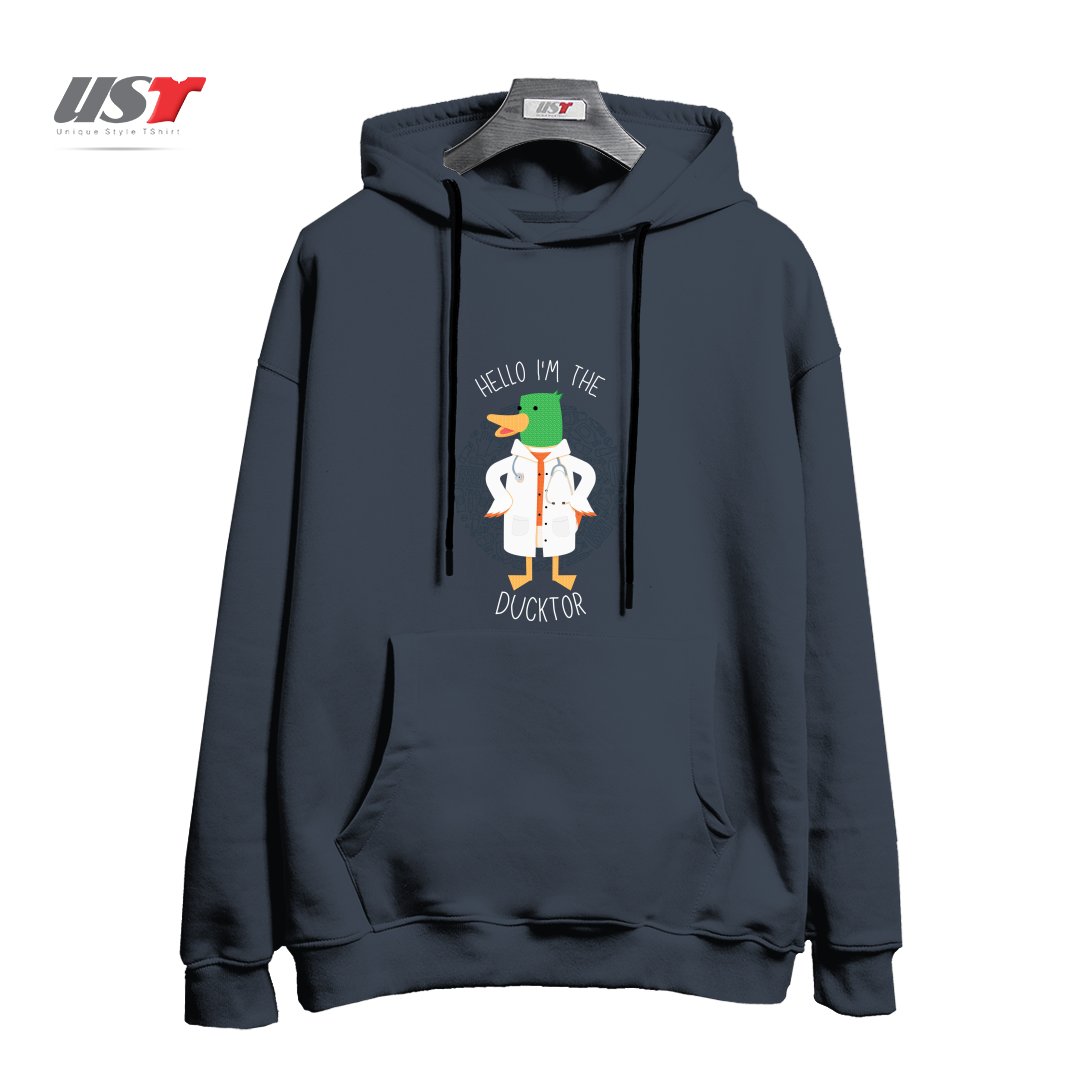 هودی اورسایز طرح HELLO I'M THE DUCKTOR (DUCK DOCTOR)