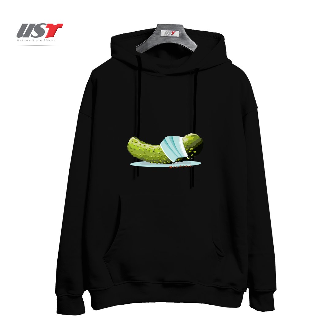 طرح ILL PICKLE هودی اورسایزرنگ مشکی