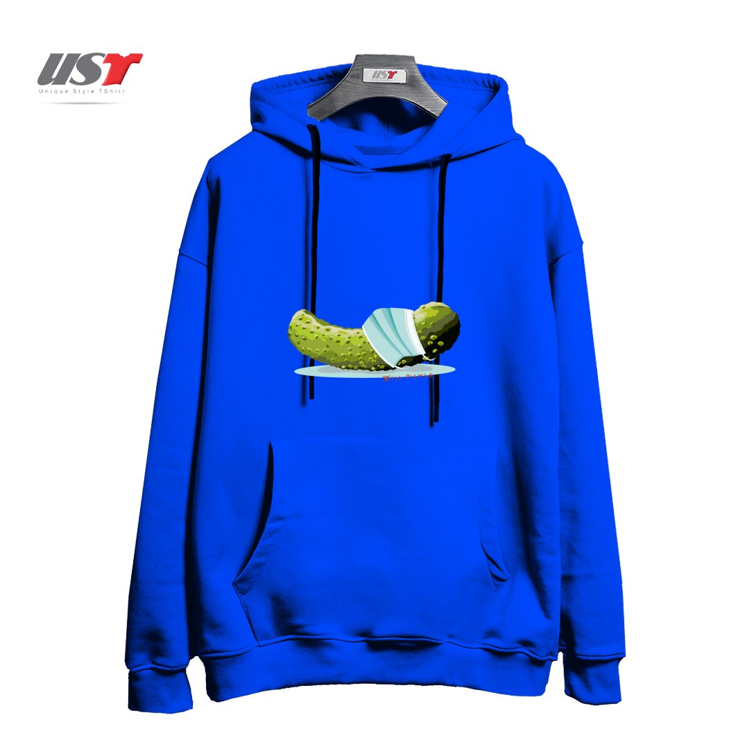 طرح ILL PICKLE هودی اورسایزرنگ آبی شالی