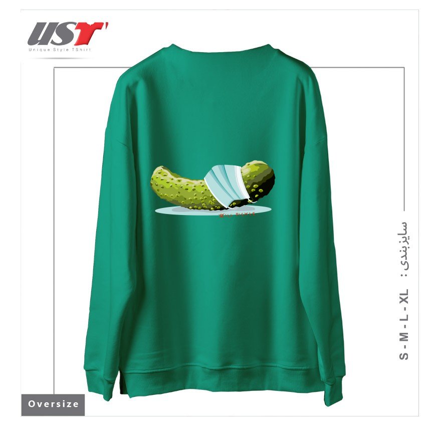 طرح ILL PICKLE سوییشرت اورسایزرنگ سبز سدری