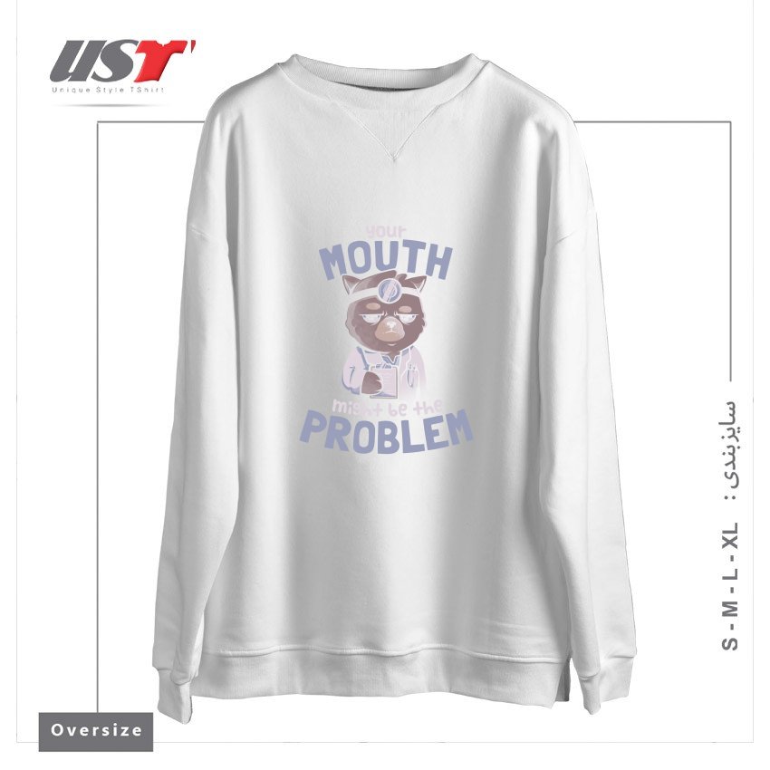 سوییشرت اورسایز طرح YOUR MOUTH MIGHT BE THE PROBLEM - CUTE GRUMPY CUTE CAT GIFT