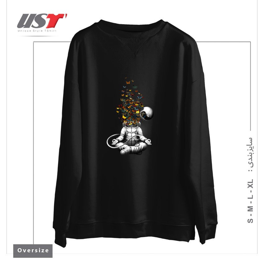 سوییشرت اورسایز طرح RELEASE - MEDITATION BUTTERFLY COLLAGE