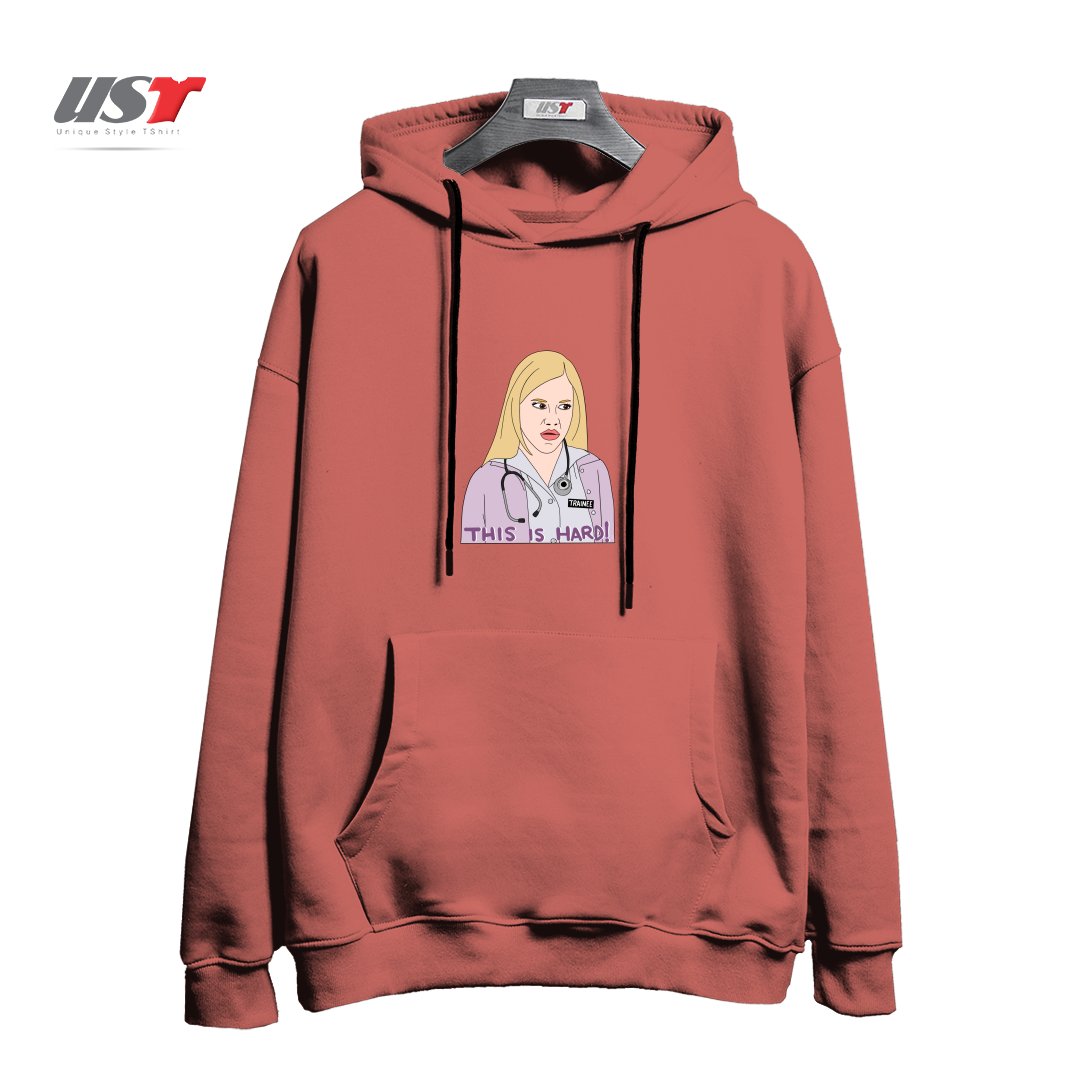 طرح NURSE TRAINEE PITTMAN هودی اورسایزرنگ آجری