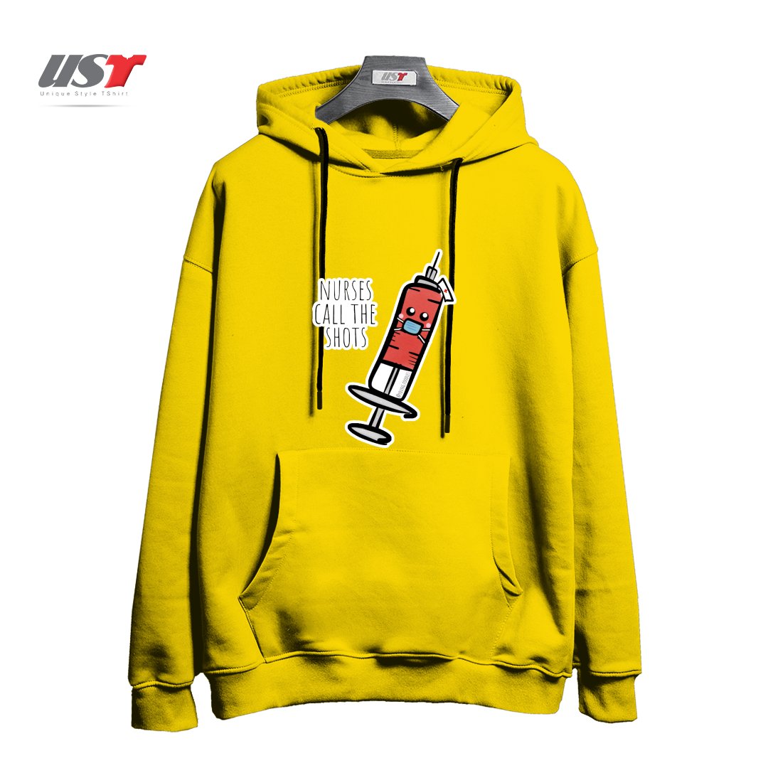 طرح NURSES CALL THE SHOTS هودی اورسایزرنگ زرد