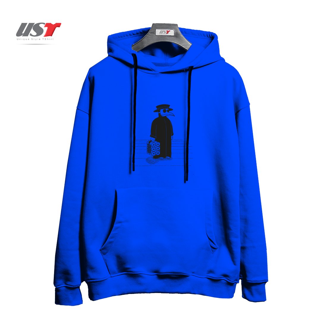 طرح PLAGUE APPAREL هودی اورسایزرنگ آبی شالی