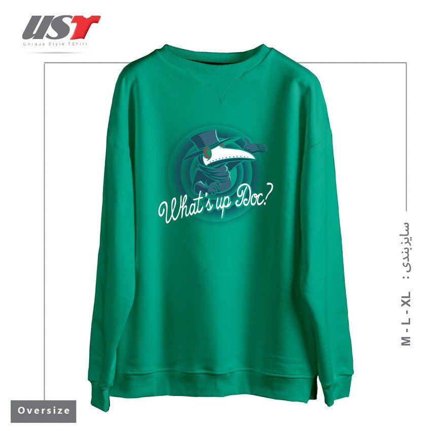 طرح PLAGUE DOC سوییشرت اورسایزرنگ سبز سدری