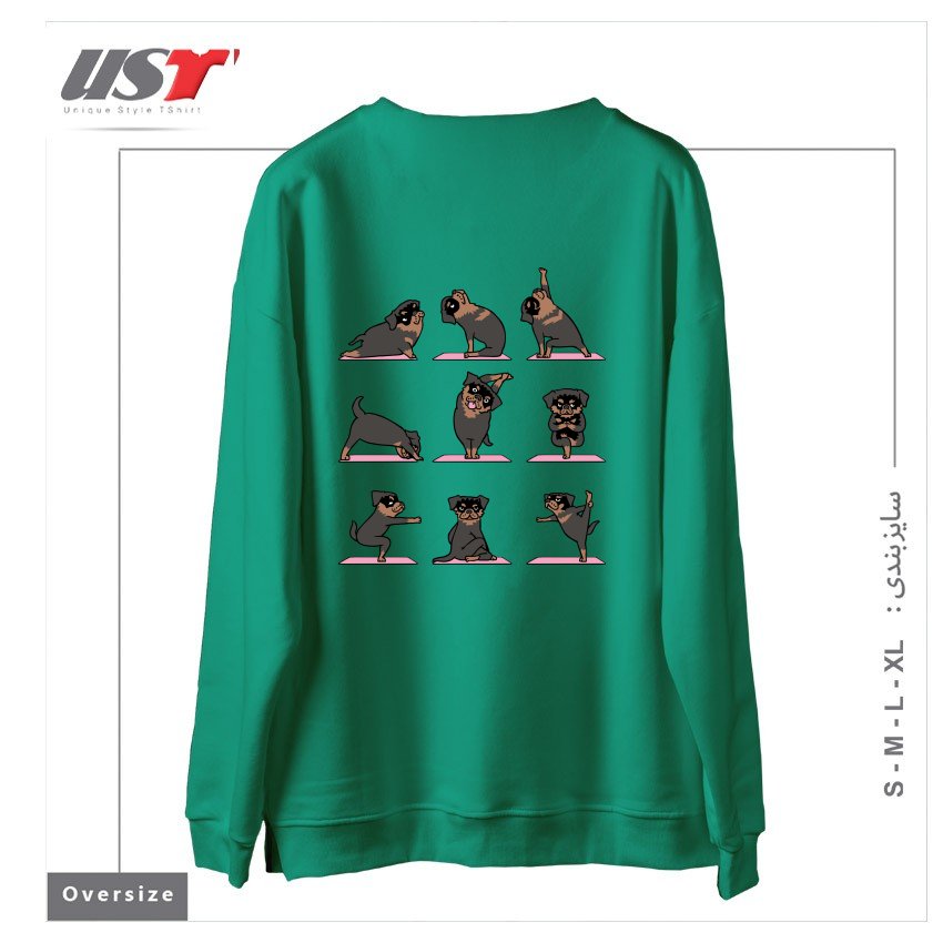 طرح ROTTWEILER YOGA سوییشرت اورسایزرنگ سبز سدری
