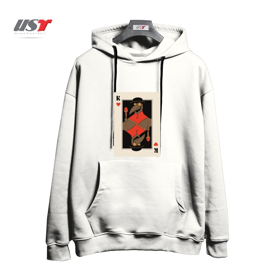 طرح POKER PLAGUE CARD هودی اورسایزرنگ سفید