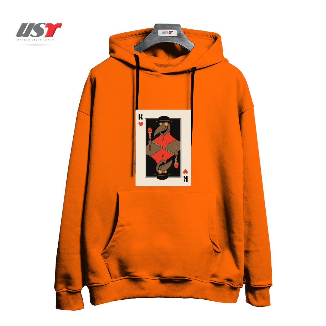 طرح POKER PLAGUE CARD هودی اورسایزرنگ نارنجی