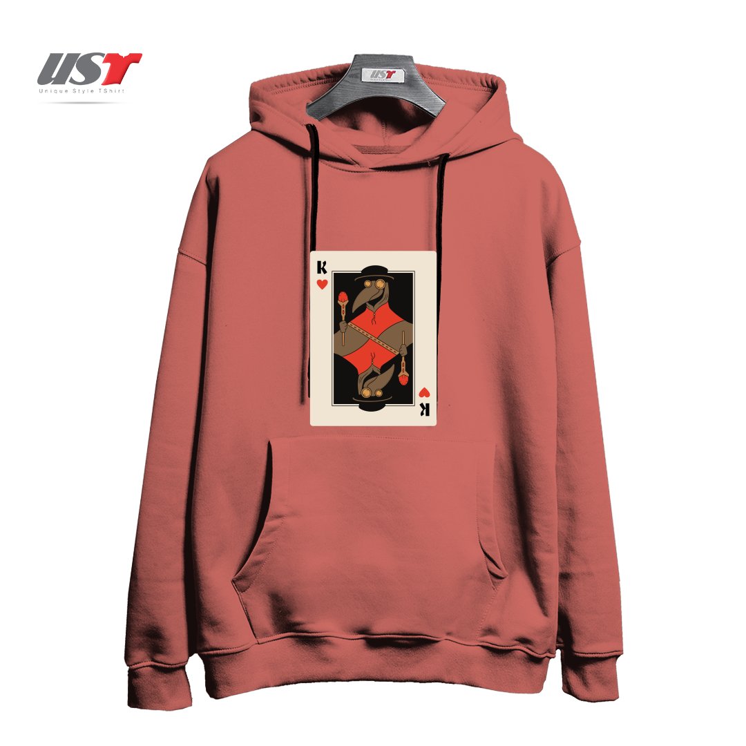 طرح POKER PLAGUE CARD هودی اورسایزرنگ آجری