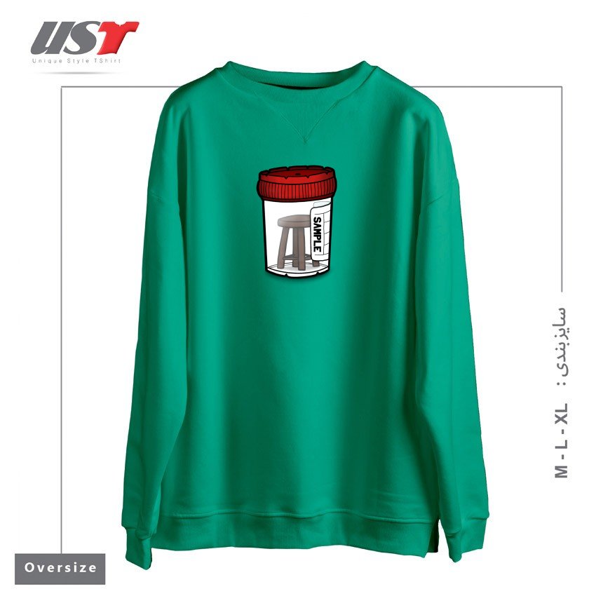 طرح STOOL SAMPLE سوییشرت اورسایزرنگ سبز سدری