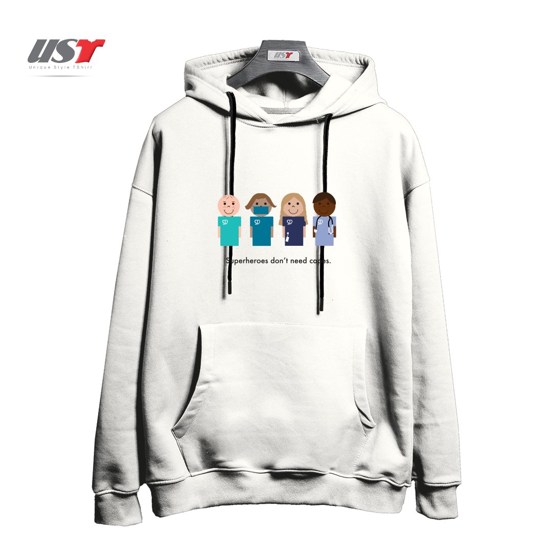 طرح SUPERDOCS هودی اورسایزرنگ سفید