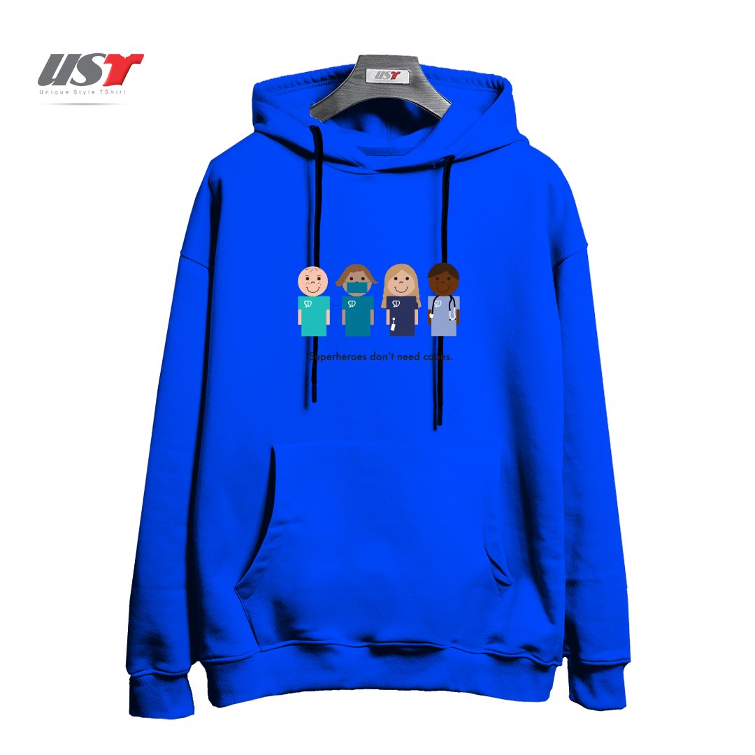 طرح SUPERDOCS هودی اورسایزرنگ آبی شالی