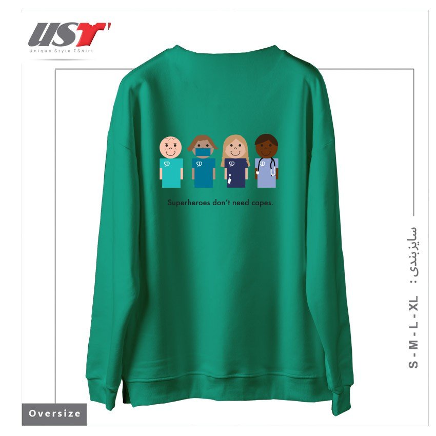 طرح SUPERDOCS سوییشرت اورسایزرنگ سبز سدری