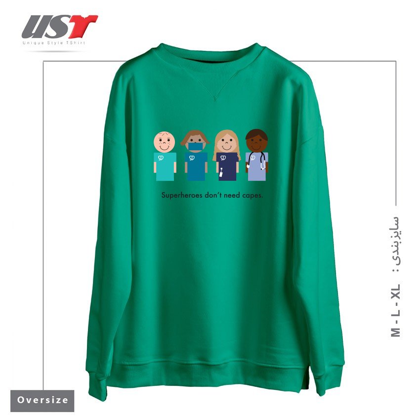 طرح SUPERDOCS سوییشرت اورسایزرنگ سبز سدری