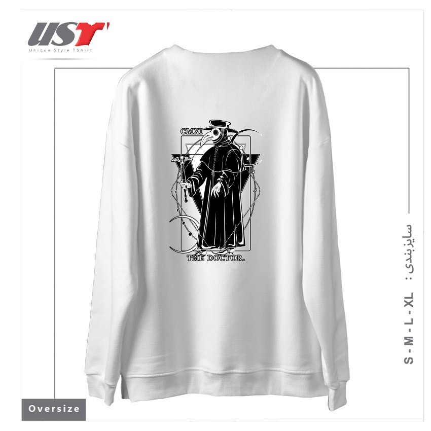 طرح THE DOCTOR54454 سوییشرت اورسایزرنگ سفید