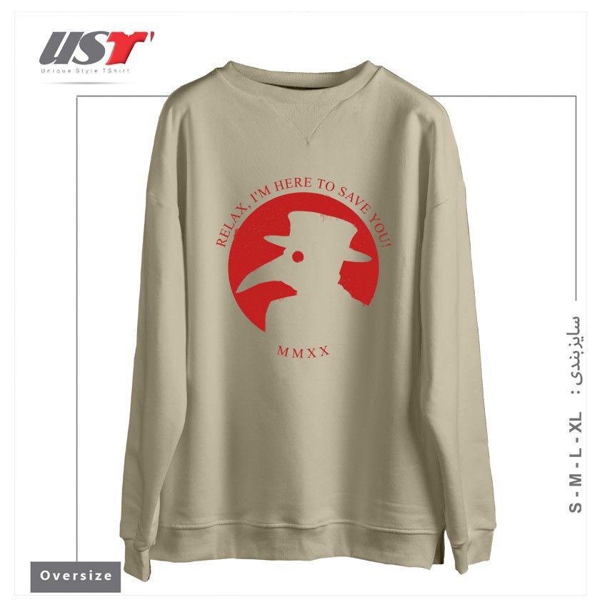 سوییشرت اورسایز طرح THE PLAGUE DOCTOR -  CORONAVIRUS EDITION