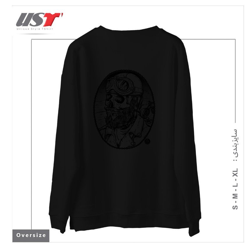 طرح - BIKER -54 سوییشرت اورسایزرنگ مشکی