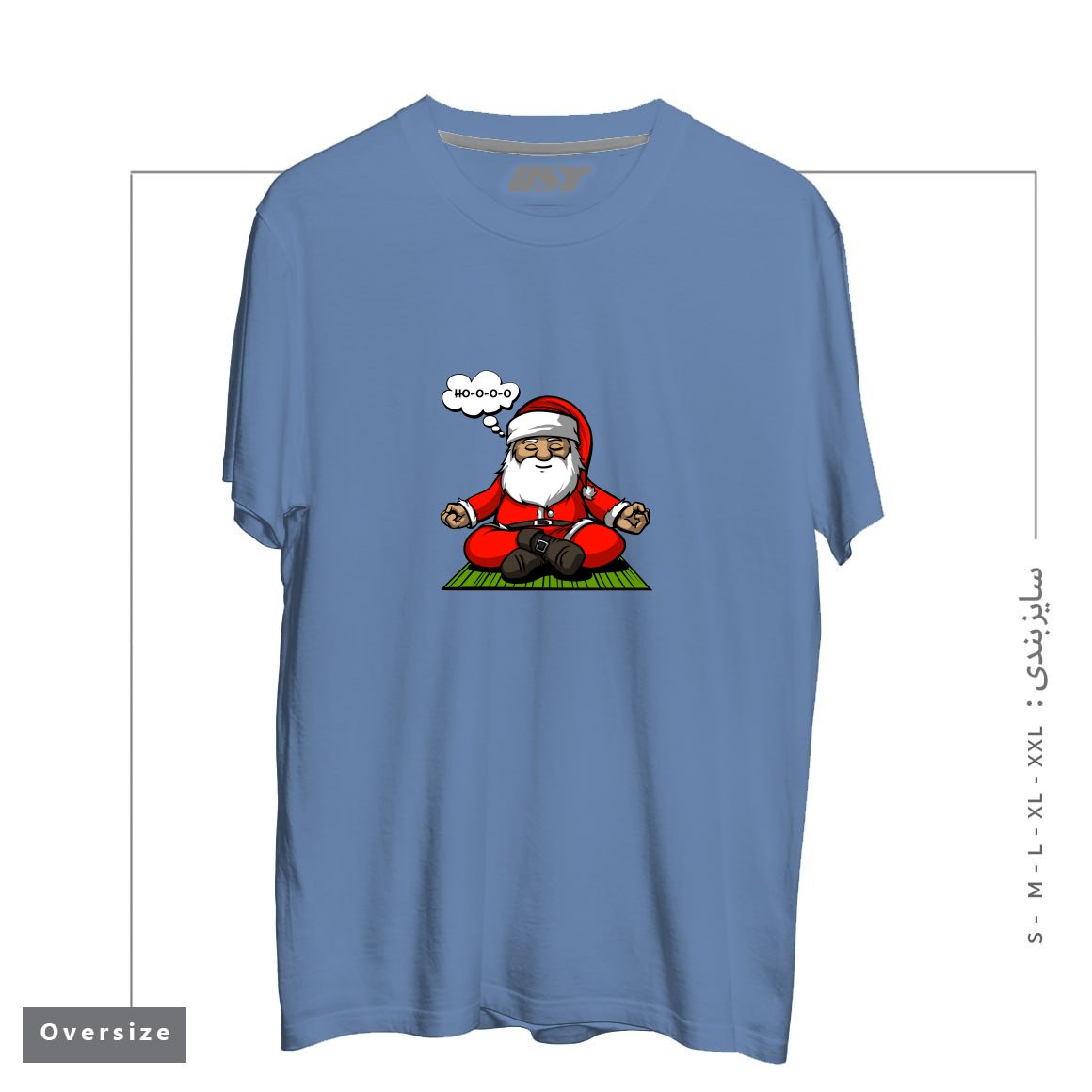 طرح SANTA MEDITATION تیشرت اورسایزرنگ آبی نفتی