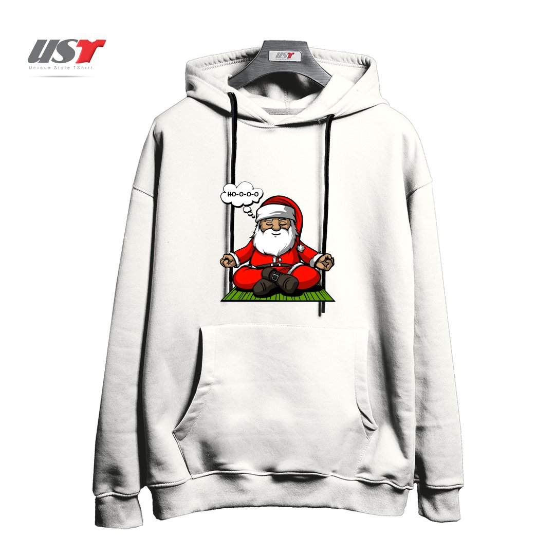 طرح SANTA MEDITATION هودی اورسایزرنگ سفید