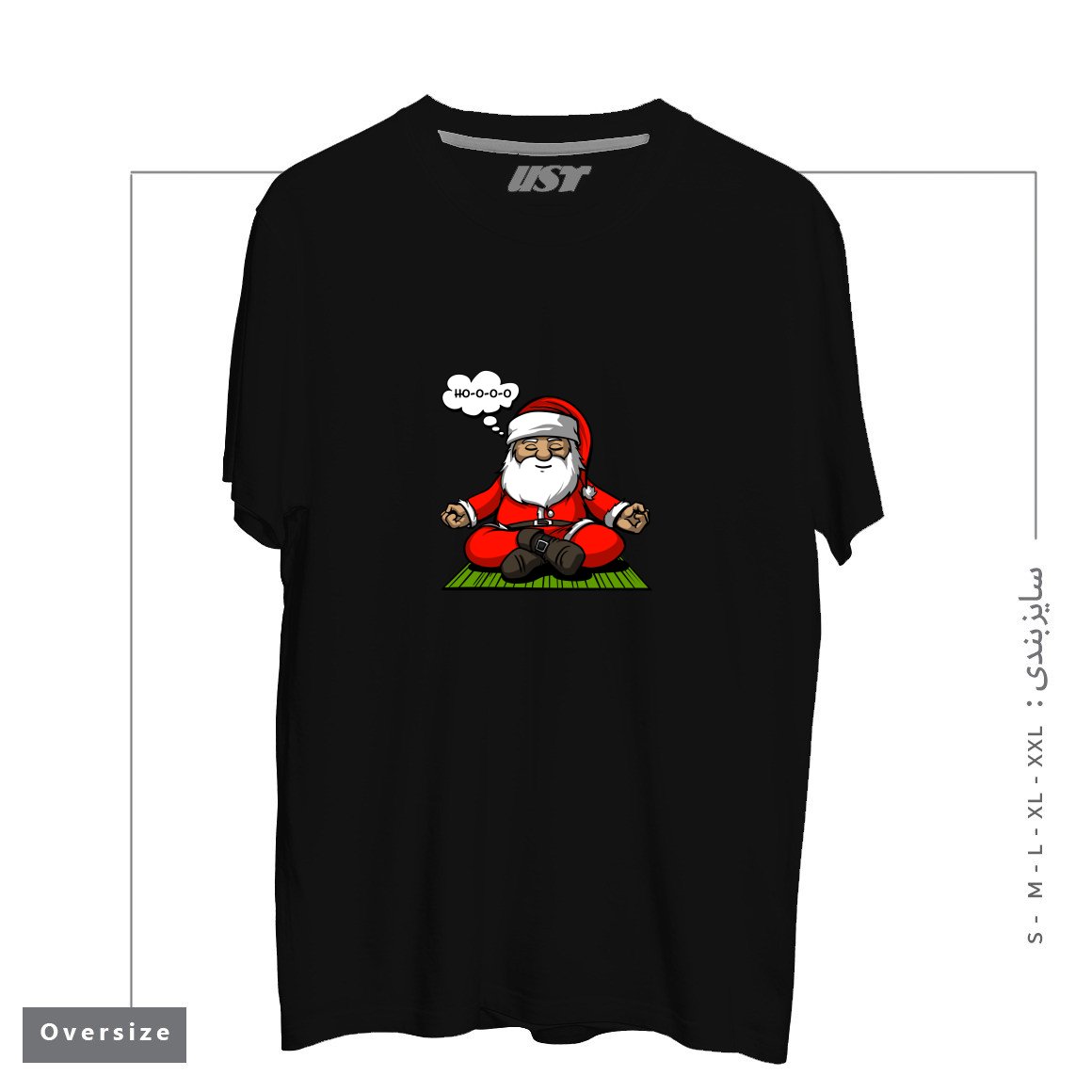 طرح SANTA MEDITATION تیشرت اورسایزرنگ مشکی