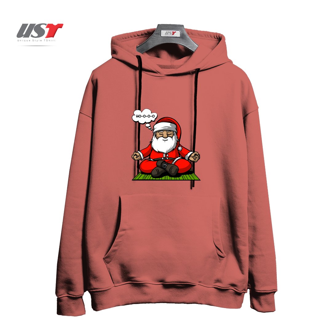 طرح SANTA MEDITATION هودی اورسایزرنگ آجری