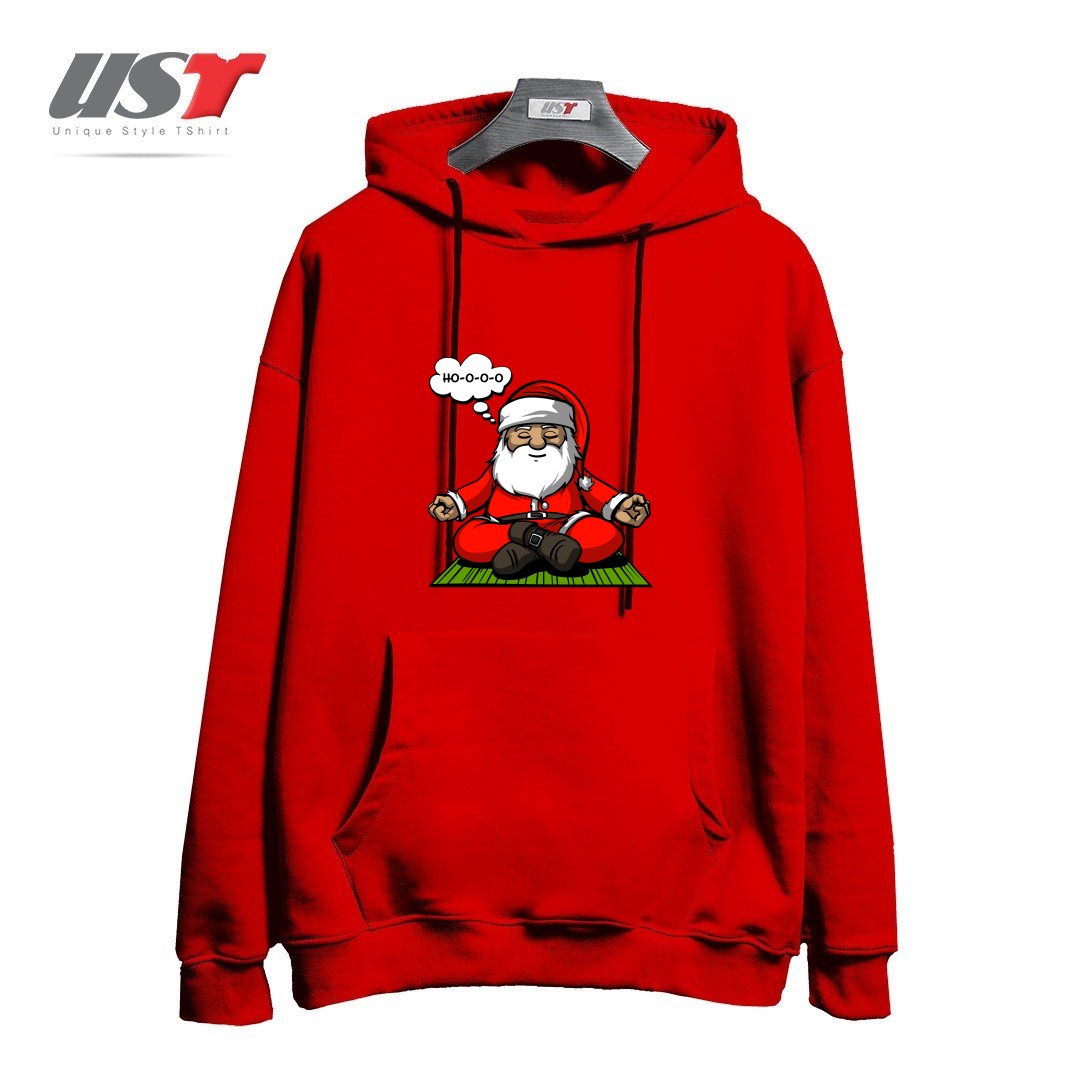 طرح SANTA MEDITATION هودی اورسایزرنگ قرمز