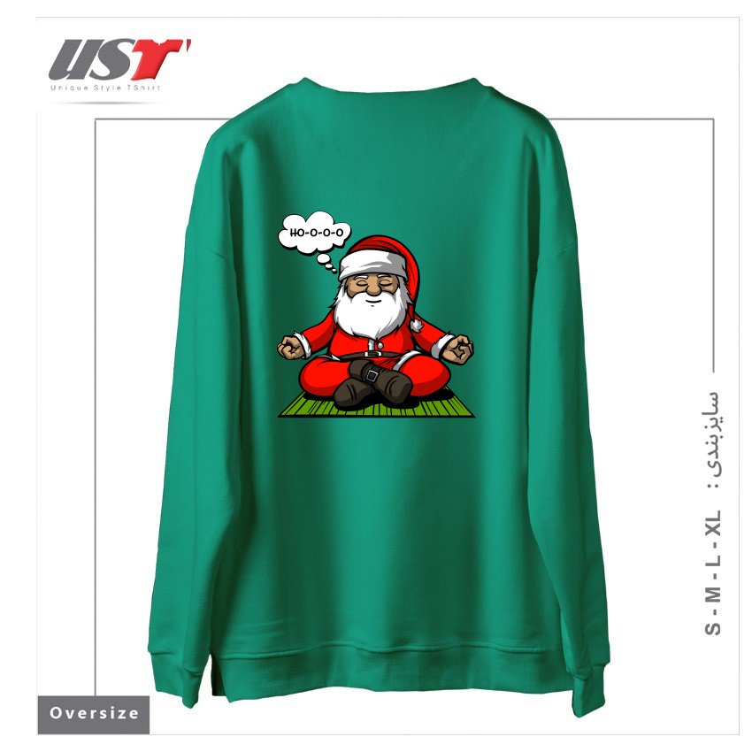 طرح SANTA MEDITATION سوییشرت اورسایزرنگ سبز سدری