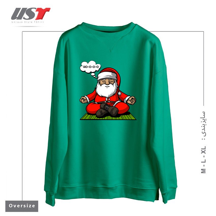 طرح SANTA MEDITATION سوییشرت اورسایزرنگ سبز سدری