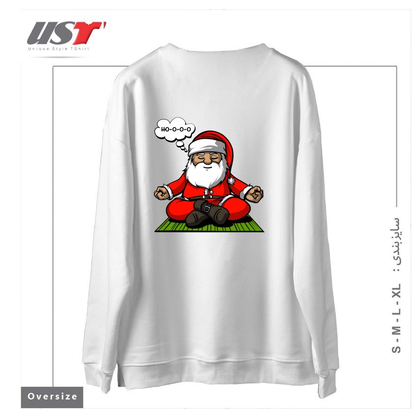 طرح SANTA MEDITATION سوییشرت اورسایزرنگ سفید