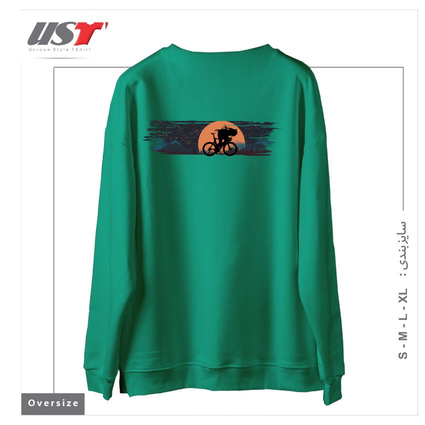 طرح ANIME BIKE PUNK GIRLS سوییشرت اورسایزرنگ سبز سدری