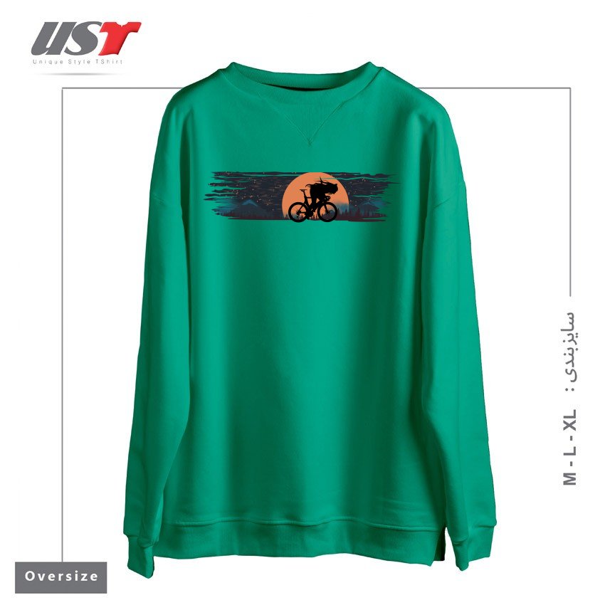 طرح ANIME BIKE PUNK GIRLS سوییشرت اورسایزرنگ سبز سدری