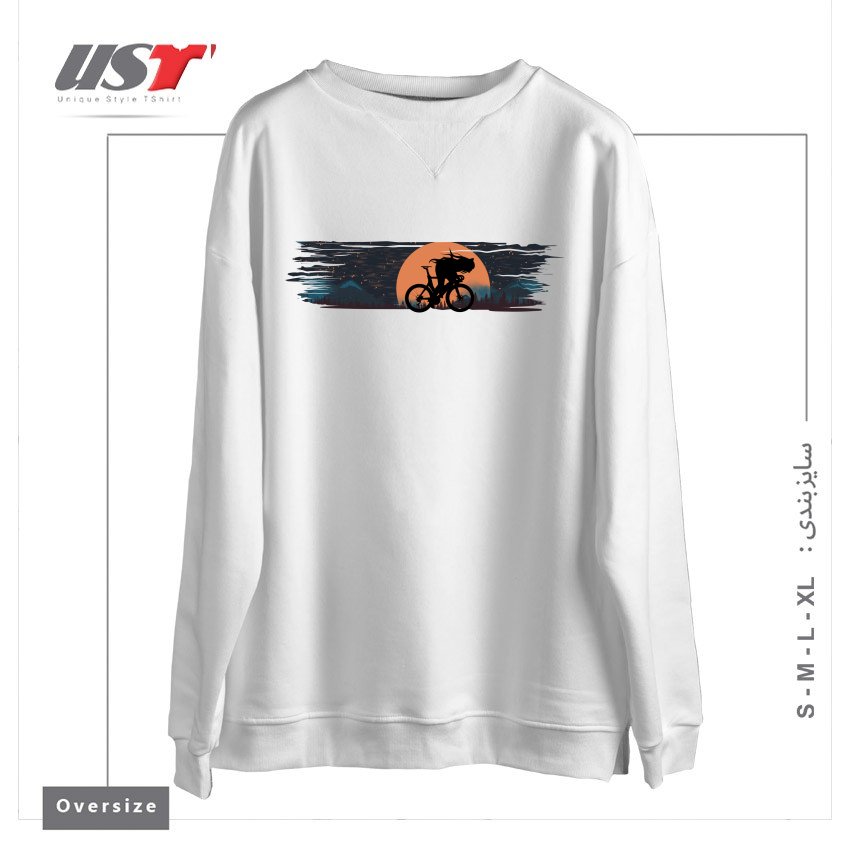 طرح ANIME BIKE PUNK GIRLS سوییشرت اورسایزرنگ سفید