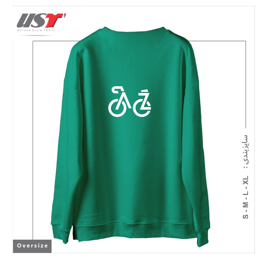 طرح BIKE ARIZONA سوییشرت اورسایزرنگ سبز سدری