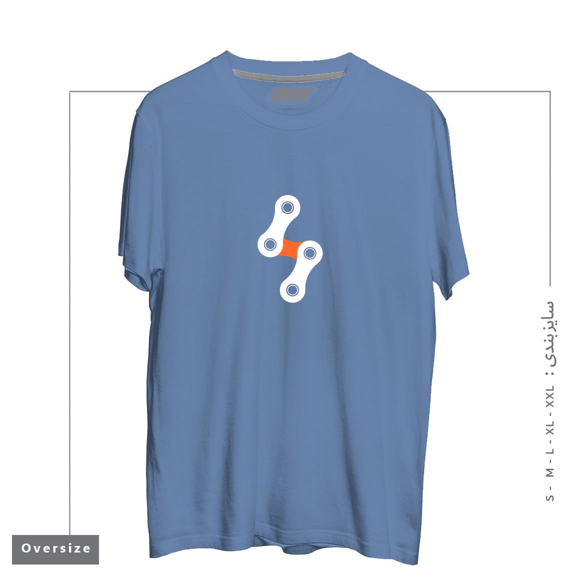 طرح BIKE BOLT - ORANGE تیشرت اورسایزرنگ آبی نفتی