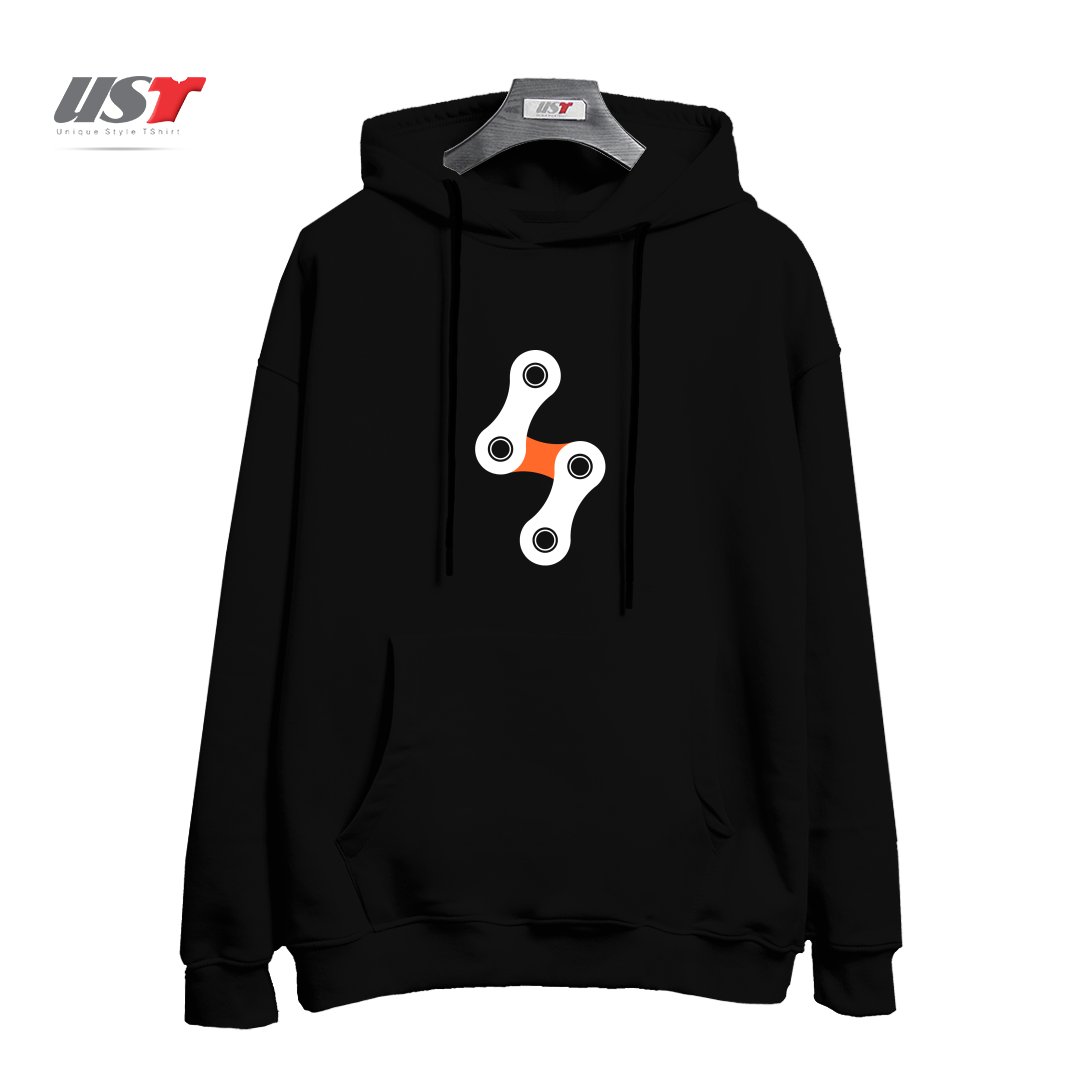 طرح BIKE BOLT - ORANGE هودی اورسایزرنگ مشکی